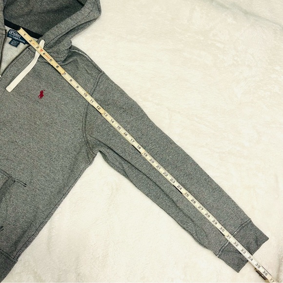 Vintage Y2K Polo Ralph Lauren Hoodie Mens XL Gray Pony Full Zip Sweatshirt BOXY! - Picture 7 of 7